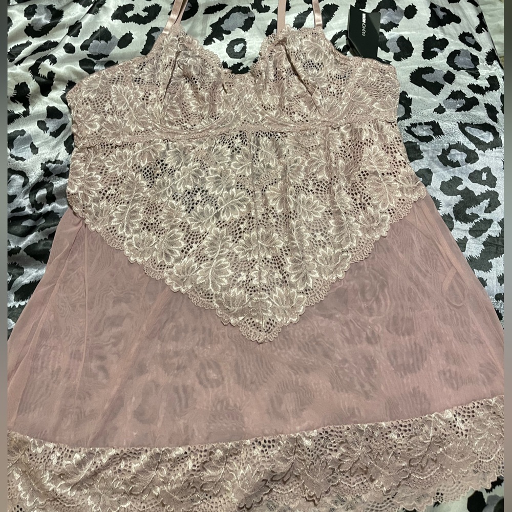 Mauve nighty with matching thong